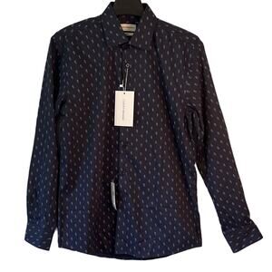 Lucky Brand Mens Shirt Size M Blue Long Sleeve Button Up Slim Fit 32/33 15.5 NWT